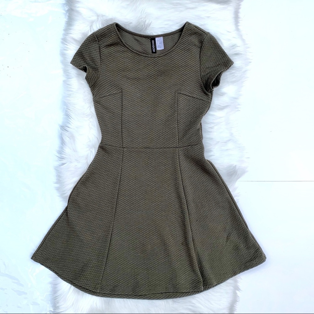 H&M Olive Toned Fit Flare Dress